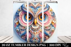 Colorful Pastel 3D Owl Ornament, Transparent 20 Oz Tumbler Product Image 2