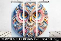 Colorful Pastel 3D Owl Ornament, Transparent 20 Oz Tumbler Product Image 2