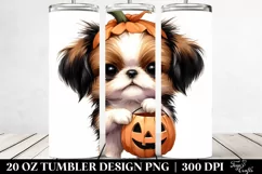 Baby Japanese Chin with Jack-o Lantern, Sublimation Clipart Product Image 2