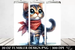 Whimsical Cat with Bandana Clipart, Transparent 20 Oz Product Image 2