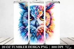 Abstract Vibrant Owl with Ice Body | 20 oz Tumbler Product Image 2