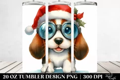 Baby Basset Hound with Santa Hat, Sublimation Clipart Product Image 2