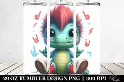 Cute Baby Dinosaur in Jeans, Sublimation Clipart Product Image 2