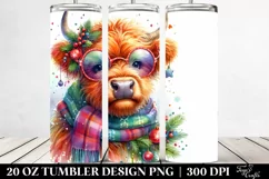 Cute Highland Cow with Christmas Clipart Product Image 2