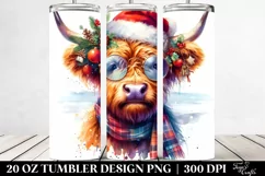 Cute Highland Cow with Christmas Clipart Product Image 2
