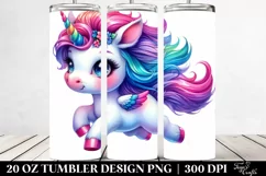 Playful Baby Unicorn Running Wild, Transparent 20 Oz Tumbler Product Image 2