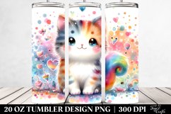 Colorful Watercolor Cute Cat | 20 oz Tumbler Product Image 2