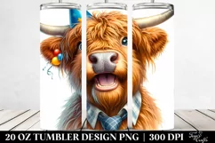 Highland Cow Portrait with Party Hat Product Image 2