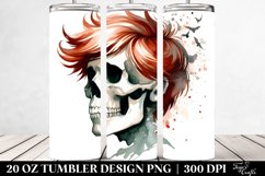 Watercolor Retro Halloween Skull Hair | 20 oz Tumbler Product Image 2