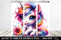 Cute Baby Unicorn Playing, Transparent 20 Oz Tumbler Product Image 2