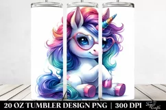 Cute Baby Unicorn Playing, Transparent 20 Oz Tumbler Product Image 2