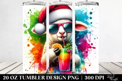 Colorful Lamb with Santa Hat | 20 oz Tumbler Product Image 2