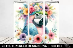 Cartoon Macaw with Flower Crown | 20 oz Tumbler Product Image 2