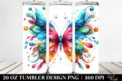 Colorful Whimsical Butterfly Tumbler | 20 Oz Product Image 2