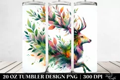 Half Body Deer Watercolor Tumbler Design Product Image 2