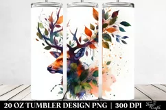 Half Body Deer Watercolor Tumbler Design Product Image 2