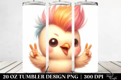 Cute Baby Chicken with Flowers, Sublimation Clipart Product Image 2