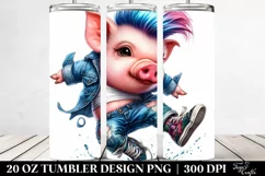 Cute Baby Pig in Jeans, Sublimation Clipart Product Image 2