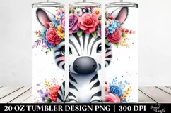 Vibrant Flower Crown,Colorful Zebra | 20 oz Tumbler Product Image 2