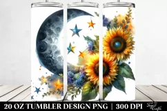 Half Moon with Sunflowers Clipart, Transparent 20 Oz Tumbler Product Image 2