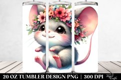 Vibrant Baby Mouse with Floral Wreath, Transparent 20 Oz Product Image 2