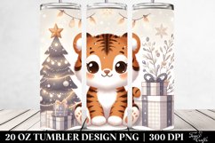 Cute Baby Tiger with Christmas Tree 20 Oz Tumbler Product Image 2
