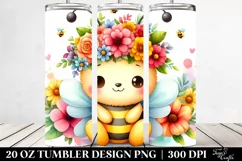 Cute Bee with Flower Crown 20 Oz Tumbler Product Image 2