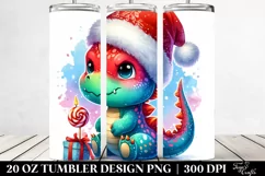 Cute Dinosaur with Santa Hat 20 Oz Tumbler Product Image 2