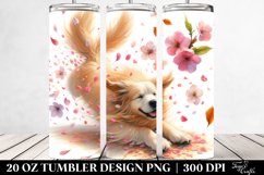 Dog Tumbling with Spring Petals in the Wind | 20 Oz Tumbler Product Image 2