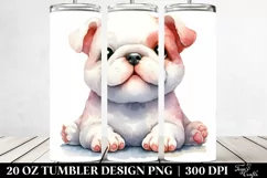 Funny Pastel Bulldog Sitting Down, Transparent 20 Oz Tumbler Product Image 2