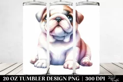 Cute Bulldog Looking Up Clipart, Transparent 20 Oz Tumbler Product Image 2