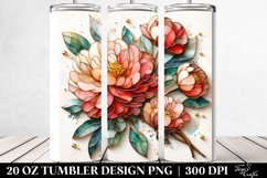 Abstract Stained Peonies | 20 Oz Tumbler Product Image 2