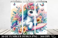 Surfboard Baby Unicorn Tumbler Design Product Image 2
