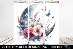 20 oz Tumbler Half Moon and Flowers Product Image 2