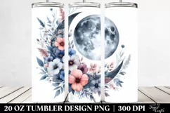 20 oz Tumbler Half Moon and Flowers Product Image 2