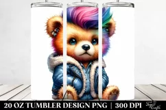 Watercolor Bear with Cool Haircut 20 Oz Tumbler Product Image 2