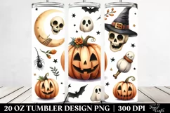 Watercolor Funny Halloween Pumpkin 20 Oz Tumbler Product Image 2