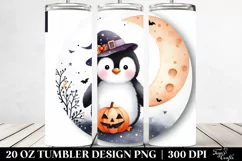Baby Halloween Penguin on Moon PNG Product Image 2