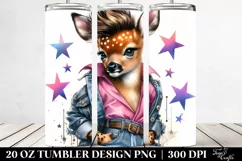 Watercolor Deer Model with Cool Haircut 20 Oz Tumbler Product Image 2