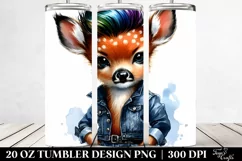 Watercolor Deer Model with Cool Haircut 20 Oz Tumbler Product Image 2