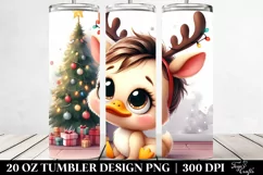 Baby Duck with Reindeer Horns PNG Product Image 2