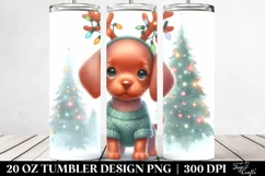 Baby Vizsla with Reindeer Horns PNG Product Image 2