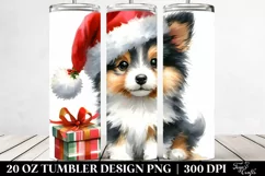 Baby Collie with Santa Hat PNG Product Image 2