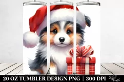 Baby Collie with Santa Hat PNG Product Image 2