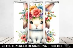 Vibrant Cartoon Rabbit with Flower Crown, Transparent 20 Oz Product Image 2