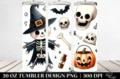 Watercolor Funny Halloween Skeleton 20 Oz Tumbler Product Image 2