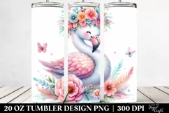 Cartoon-Style Flamingo 20 Oz Tumbler Product Image 2