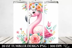 Cartoon-Style Flamingo 20 Oz Tumbler Product Image 2