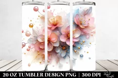 Abstract Glossy Cherry Blossom Clipart 20 Oz Tumbler Product Image 2