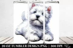 Cute Watercolor West Highland White Terrier Clipart Product Image 2